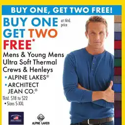 Boscov's Mens & Young Mens Ultra Soft Thermal Crews & Henleys offer