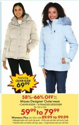 Boscov's Misses Designer Outerwear offer