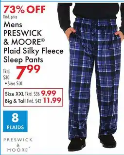 Boscov's Mens PRESWICK & MOORE Plaid Silky Fleece Sleep Pants offer