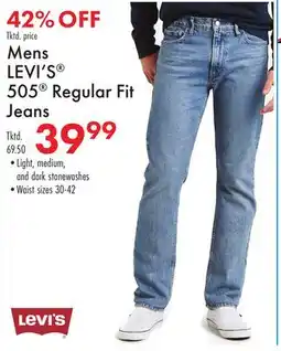 Boscov's Mens LEVI'S 505 Regular Fit Jeans offer