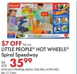 Boscov's LITTLE PEOPLE HOT WHEELS Spiral Speedway offer