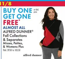 Boscov's ALMOST ALL ALFRED DUNNER Fall Collections & Separates offer