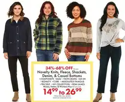 Boscov's Novelty Knits, Fleece, Shackets, Denim, & Casual Bottoms offer