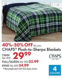 Boscov's CHAPS Plush-to-Sherpa Blankets offer