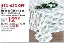 Boscov's Holiday Table Linens offer