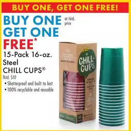 Boscov's 15-Pack 16-oz. Steel CHILL CUPS offer