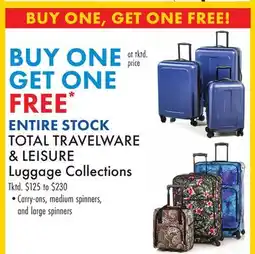 Boscov's TOTAL TRAVELWARE & LEISURE Luggage Collections offer