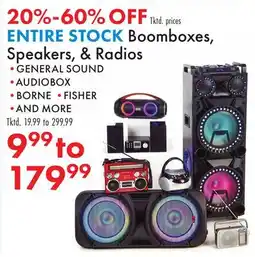 Boscov's ENTIRE STOCK Boomboxes, Speakers, & Radios offer
