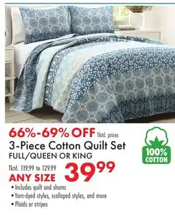 Boscov's 3-Piece Cotton Quilt Set offer