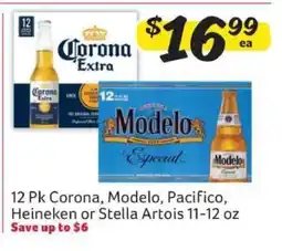 Winn Dixie 12 Pk Corona, Modelo, Pacifico, Heineken or Stella Artois offer