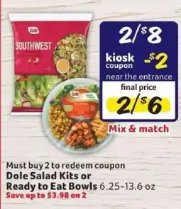 Winn Dixie Dole Salad Kits or Ready to Eat Bowls offer