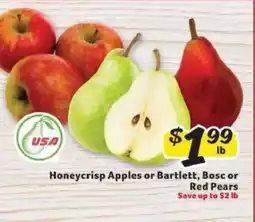 Winn Dixie Honeycrisp Apples or Bartlett, Bosc or Red Pears offer