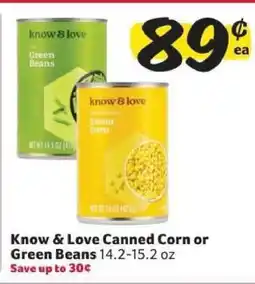 Winn Dixie Know & Love Canned Corn or Green Beans offer