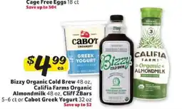 Winn Dixie Bizzy Organic Cold Brew, Califia Farms Organic Almondmilk, Cliff ZBars, Cabot Greek Yogurt offer