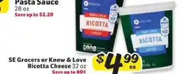 Winn Dixie SE Grocers or Know & Love Ricotta Cheese offer
