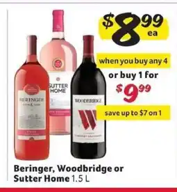 Winn Dixie Beringer, Woodbridge or Sutter Home offer
