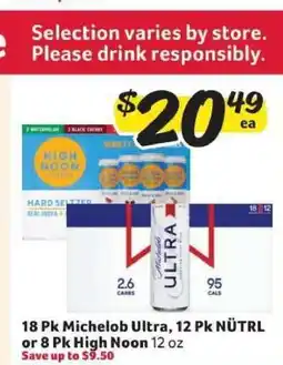 Winn Dixie 18 Pk Michelob Ultra, 12 Pk NÜTRL or 8 Pk High Noon offer
