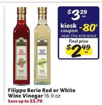 Winn Dixie Filippo Berio Red or White Wine Vinegar offer