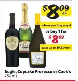 Winn Dixie Bogle, Cupcake Prosecco or Cook's offer