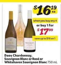 Winn Dixie Daou Chardonnay, Sauvignon Blanc or Rosé or Whitehaven Sauvignon Blanc offer