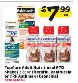 Winn Dixie TopCare Adult Nutritional RTD Shakes 6 ct or Theraflu, Robitussin or TRP Asthma or Bronchial offer