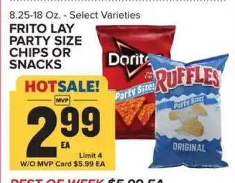 Frito Lay Party Size Chips or Snacks