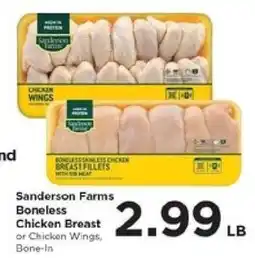 Food 4 Less Sanderson Farms Boneless Chicken Breast or Chicken Wings, Bone-In offer