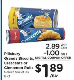 Kroger Pillsbury Grands Biscuits, Crescents or Cinnamon Rolls offer