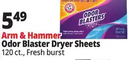 Ocean State Job Lot Arm & Hammer Fresh Burst Scent Odor Blasters Dryer Sheets 120 Count offer
