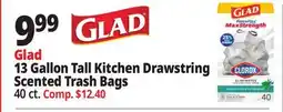 Ocean State Job Lot Glad 13 Gallon Tall Kitchen Drawstring Scented Trash Bags offer