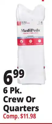 Ocean State Job Lot 6 Pk. Crew Or Quarters Medipeds Diabetic Socks offer
