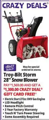 Ocean State Job Lot Troy-Bilt Storm 2890 Snow Blower Red/Black offer