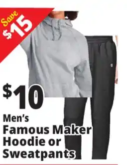 Ocean State Job Lot Men's Famous Maker Hoodie or Sweatpants offer