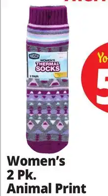 Ocean State Job Lot Women's 2 Pk. Animal Print Thermal Socks offer