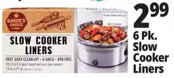 Ocean State Job Lot Baker's Choice Slow Cooker Liners 6 Count offer