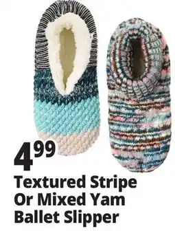 Ocean State Job Lot Textured Stripe Or Mixed Yam Ballet Slipper offer