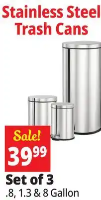 Ocean State Job Lot Stainless Steel Trash Cans Set of 3 offer