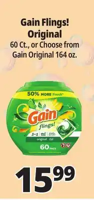 Ocean State Job Lot Gain Flings Oxi Boost and Febreze Original Scent Laundry Detergent Pacs 60 Count offer