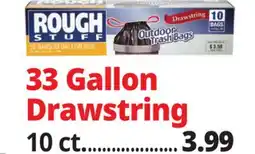 Ocean State Job Lot Rough Stuff 33 Gal Outdoor Trash Bags with Drawstring 10 Count offer