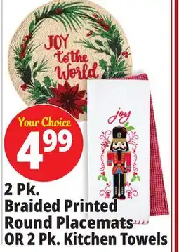 Ocean State Job Lot 2 Pk. Braided Printed Round Placemats OR 2 Pk. Kitchen Towels offer