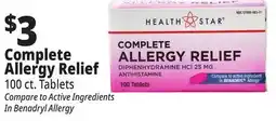 Ocean State Job Lot Health Star 25 mg Complete Allergy Relief 100 Tablets offer