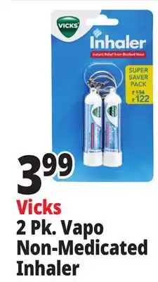 Ocean State Job Lot Vicks Non-Medicated Portable Nasal Inhaler 2 Count offer