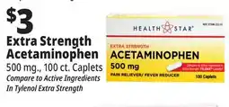 Ocean State Job Lot Health Star 500 mg Acetaminophen Pain Reliever 100 Caplets offer