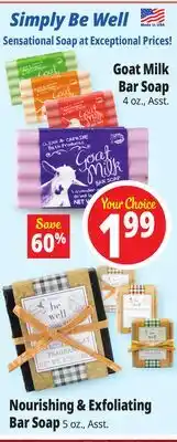 Ocean State Job Lot Goat Milk Bar Soap 4 oz., Asst., Nourishing & Exfoliating Bar Soap 5 oz., Asst offer