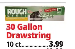 Ocean State Job Lot Rough Stuff 30 Gal Outdoor Trash Bags with Drawstring 10 ct offer