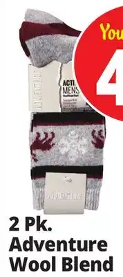 Ocean State Job Lot Adventure Men's Wool Blend Active Boot Socks 2 Pair offer