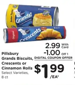 Kroger Pillsbury Grands biscuits crescents or cinnamon rolls offer