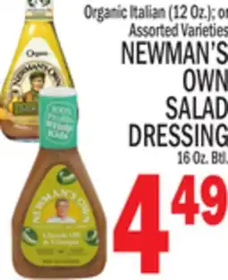 C Town NEWMAN'S OWN SALAD DRESSING 16 Oz. Btl offer