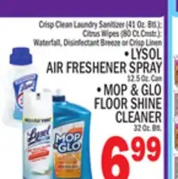C Town LYSOL AIR FRESHENER SPRAY 12.5 Oz. Can • MOP & GLO FLOOR SHINE CLEANER 32 Oz. Btl offer