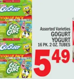 C Town GOGURT YOGURT 16 PK. 2 OZ. TUBES offer